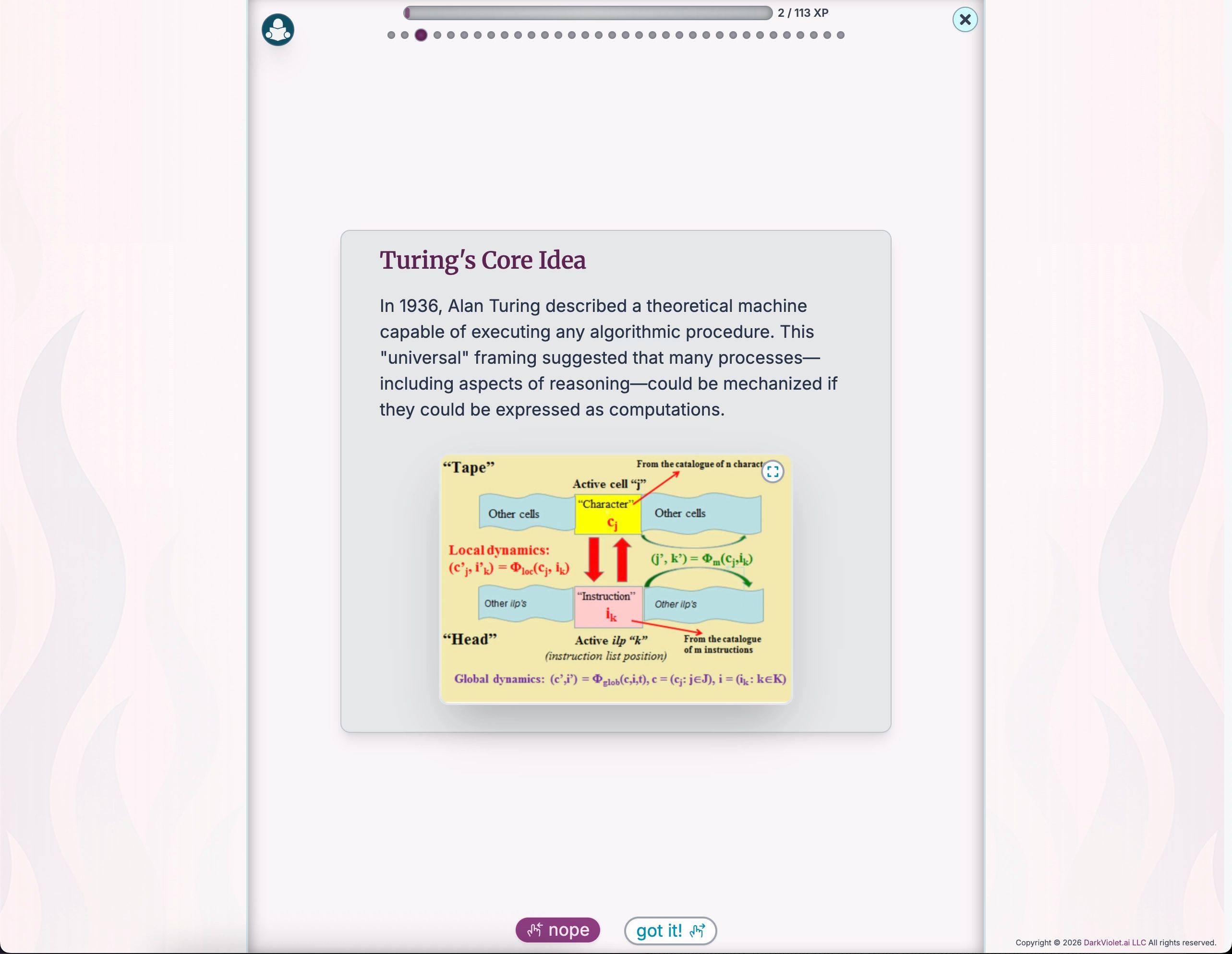 A Micro-Exploration card displayed full screen in a swipeable mobile-style feed, with the swipe affordances visible