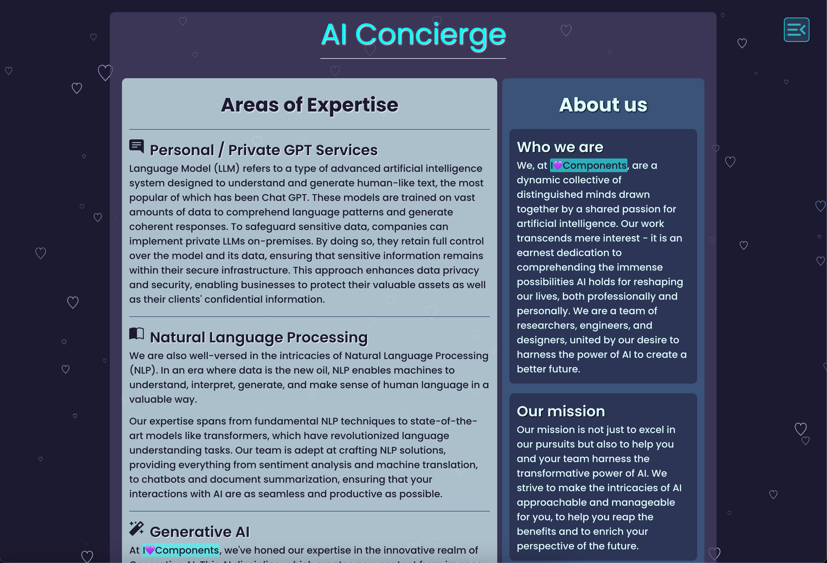 I💜Components - AI Concierge