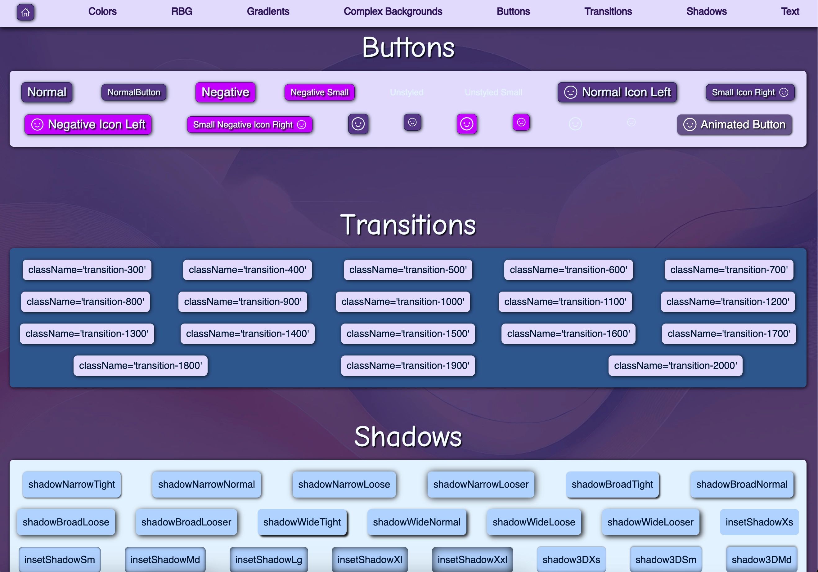 buttons, transitions, and text shadows